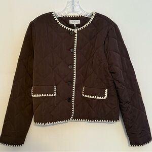 Wayf Dark Brown Jacket with Cream Whipstitch